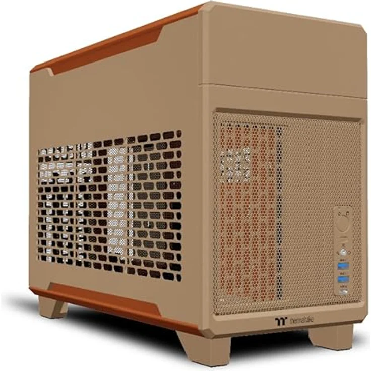 Thermaltake TR100, Mini Tower Gehäuse für Mini ITX mit Platz für Grafikkarten bis 360 mm und AiO-Wasserkühlungen bis 280 mm, Gravel Sand – Bild 1