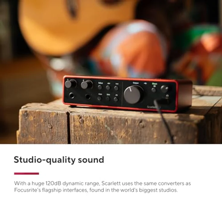 Focusrite Scarlett 2i2 Studio 4. Gen, USB-Audio-Interface-Bundle mit Kondensatormikrofon CM25 MkIII und Kopfhörer SH-450 für Aufnahmen, Streaming und Podcasting, schwarzes Design – Bild 4
