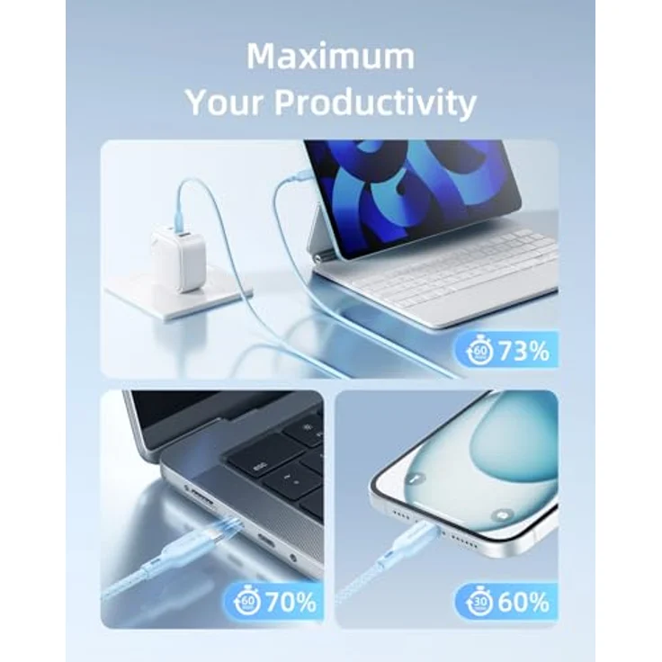 INNOSTYLE USB C Kabel, 2M Schnellladekabel mit 60W Typ C PD für iPhone 16/15/14 Pro Max, Samsung S24/S23 Ultra, Pixel 7, iPad Pro, MacBook Air – elegantes Design in zwei Farben – Bild 5