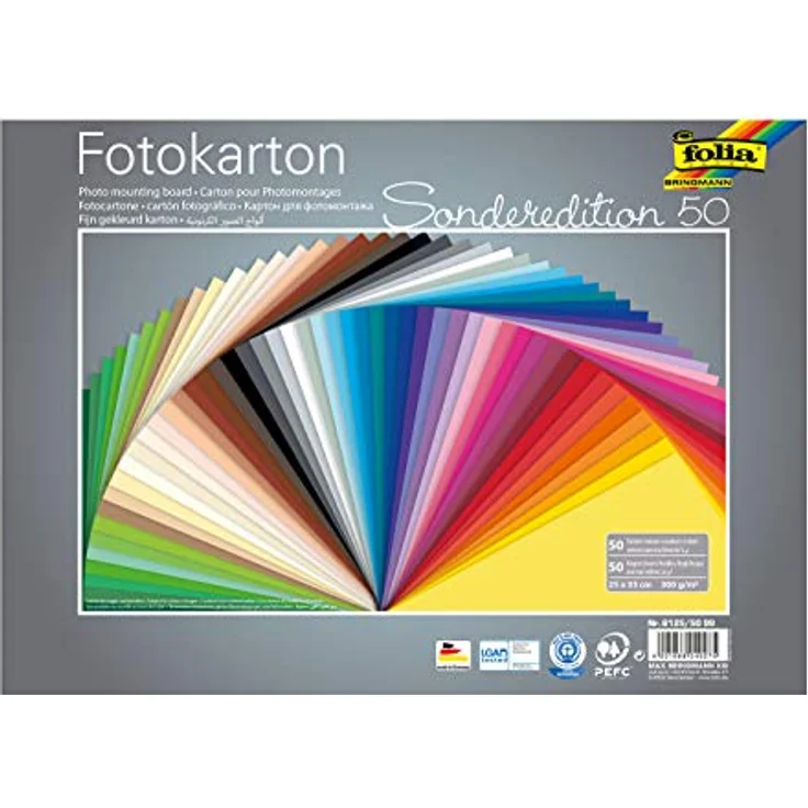 Folia Fotokarton 300g/m², mehrfarbig, 25x35cm, 50 Blatt für Bastelideen und Scrapbooking – Bild 1