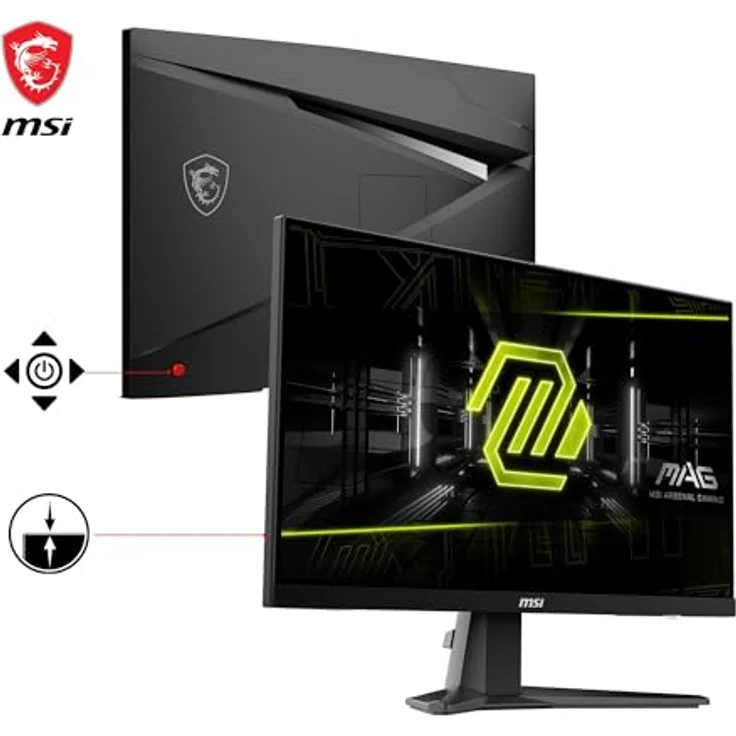 MSI MAG 256F 24,5 Zoll FHD Gaming Monitor - 1920 x 1080 Rapid IPS Panel, 180 Hz / 1ms GtG, 127% sRGB, Frameless Design, HDR Ready - DisplayPort 1.2a, HDMI 2.0b CEC - Schwarz – Bild 2