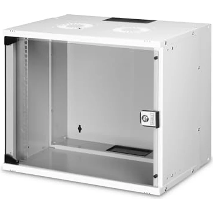 DIGITUS Netzwerkschrank SoHo Pro - 19-Zoll Rack 9 HE - Unmontiert - Wandmontage - 400 mm Tiefe - 327 mm Nutztiefe - Traglast 60 kg - Glastür - Grau – Bild 1