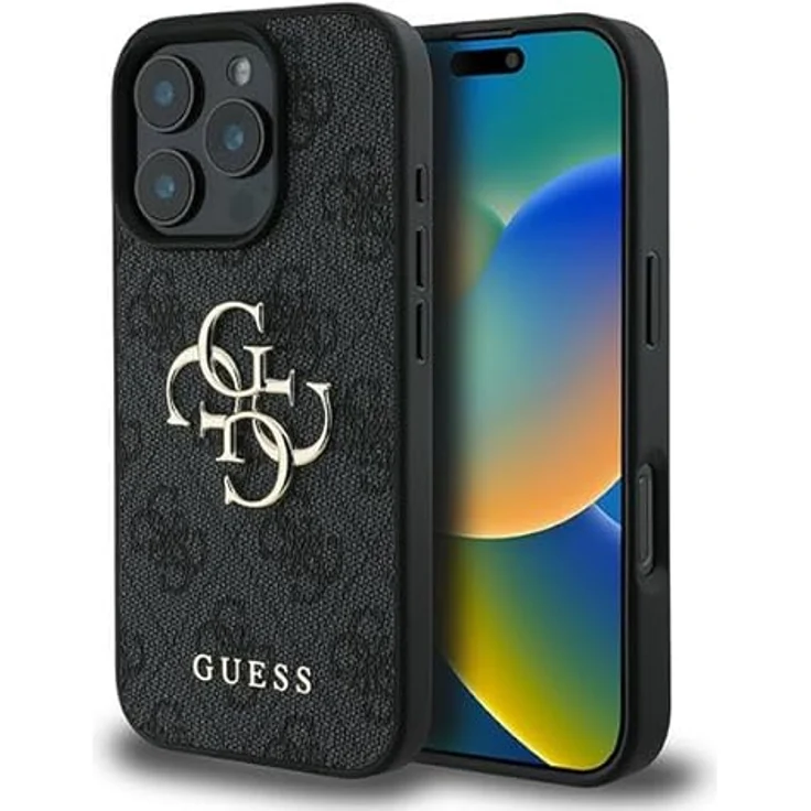 CG MOBILE Guess GUHCP16L4GMGGR hülle für iPhone 16 Pro 6.3" Schwarz hardcase 4G Big Logo - Strass Hartschalenkoffer, TPU/PC/Kunstleder – Bild 1