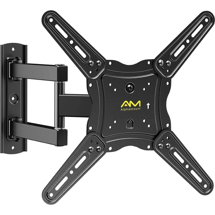 Alphamount TV Wandhalterung, Schwenkbar & Neigbar für 26-60 Zoll Fernseher bis 35kg, VESA 400x400mm, Platzsparendes Design