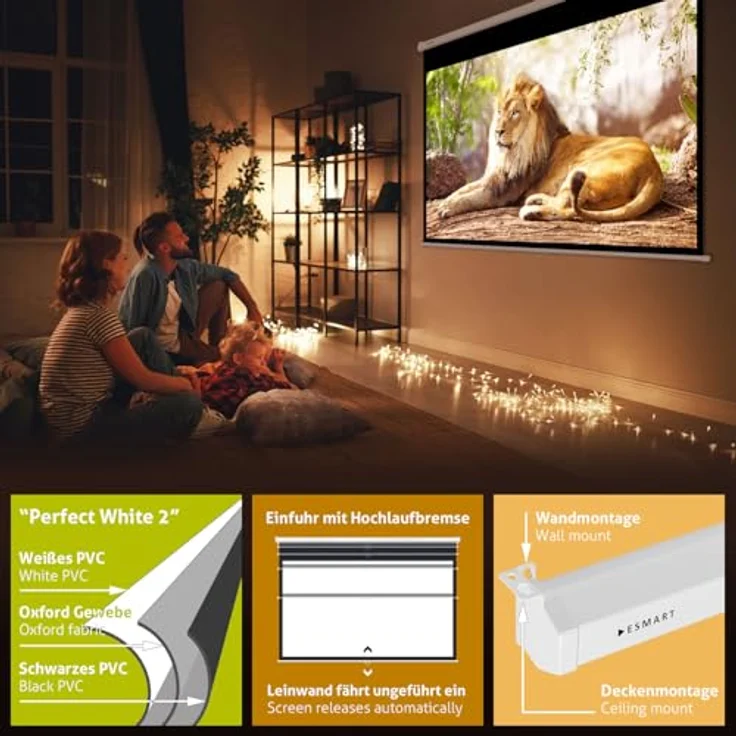 ESMART Professional MIROLO Rollo Leinwand 198 x 124 cm (92'') 16:10 – Bild 4