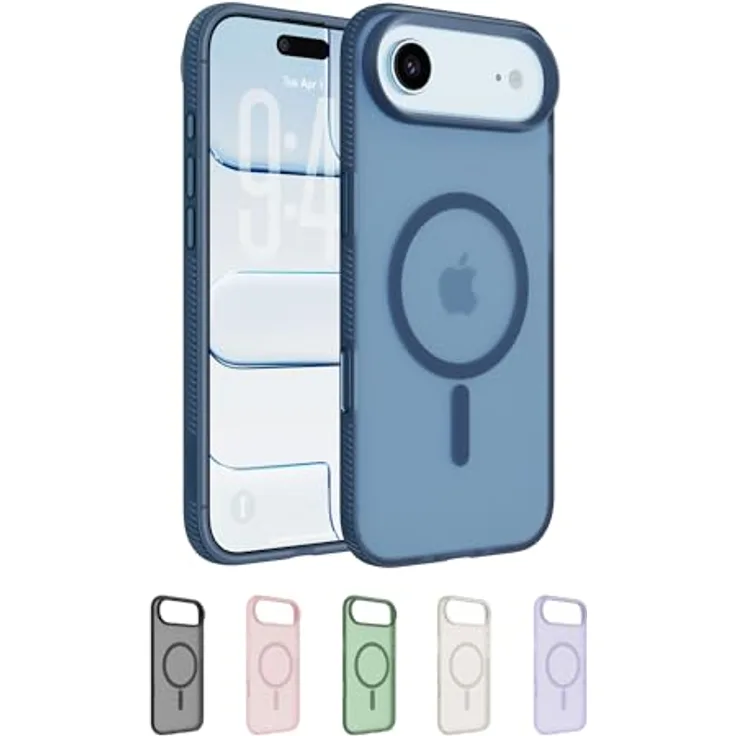 Belkin Grip SheerForce Schutzhülle für iPhone Air, dunkelblau, Stoßschutz bis 2 Meter, mit Kamerasteuerung und erhöhten Rändern