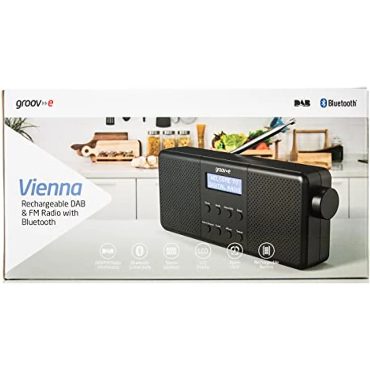 groov-e Vienna DAB & FM Digitalradio, Bluetooth-kompatibel mit integriertem Wecker, LCD-Display, tragbar, 40 voreingestellte Sender – Bild 5