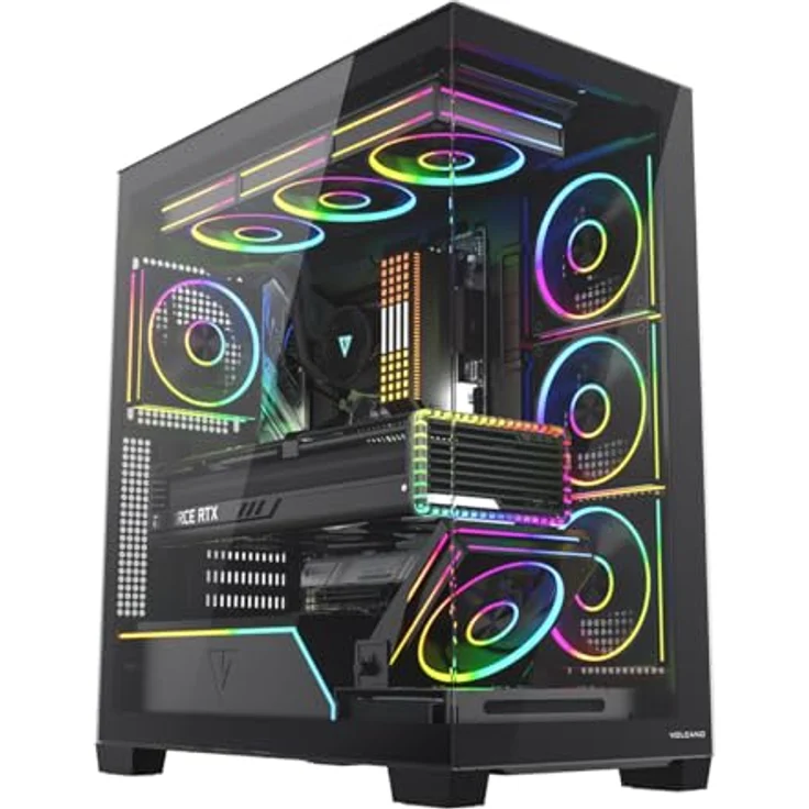 MODECOM Volcano Stellar Plus ARGB 5F, Gaming-Computergehäuse mit 5 ARGB-Lüftern, gehärtetem Glas, USB 3.0 und USB-C, schwarz – Bild 9