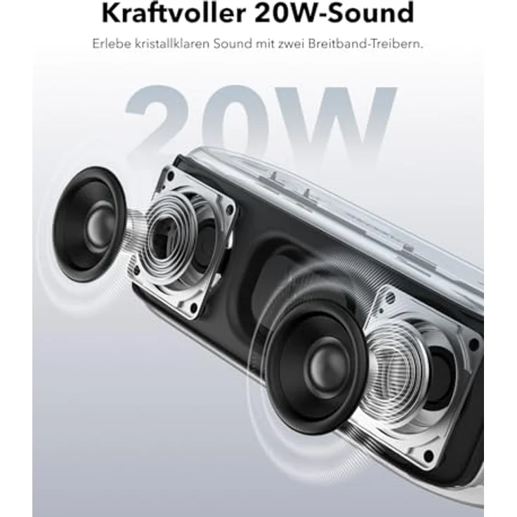 soundcore Select 2S, tragbarer Bluetooth-Lautsprecher mit 20W Stereo-Sound, BassUp™-Technologie, 16h Akkulaufzeit, IPX7-Wasserschutz für Outdoor-Abenteuer – Bild 2