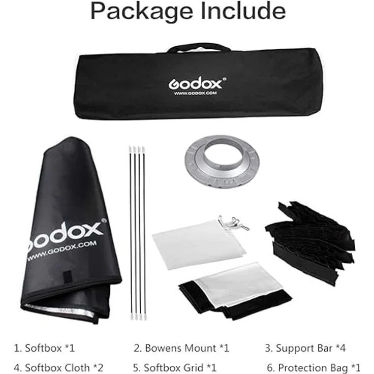 Godox Softbox + Grid - 60x90cm Bowens Mount – Bild 6