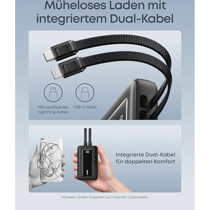 Anker Zolo Powerbank (10.000mAh, integrierte USB-C und Lightning-Kabel, 30W Power Delivery, universelle Kompatibilität) – Bild 2