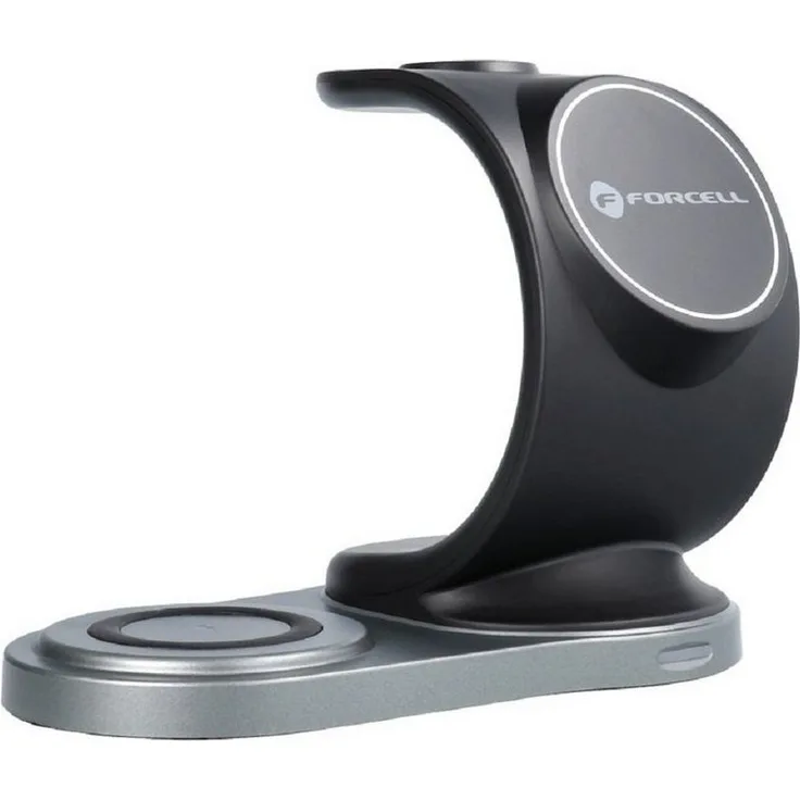 Forcell Sail Mag 3in1 Wireless Charger, 15W mit MagSafe Unterstützung, mattschwarz