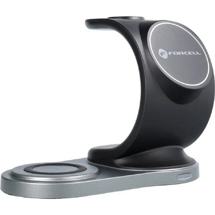 Forcell Sail Mag 3in1 Wireless Charger, 15W mit MagSafe Unterstützung, mattschwarz