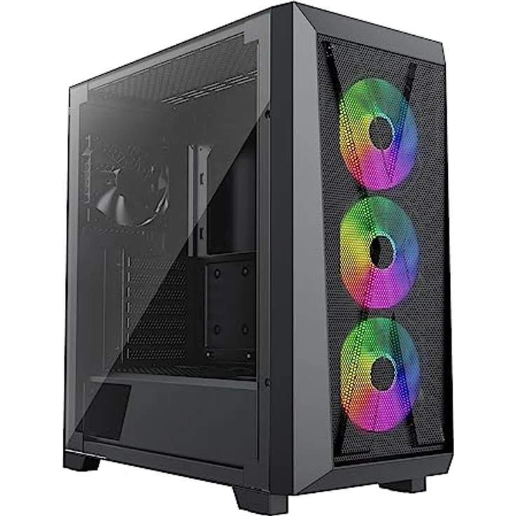 Xilence Xilent X X912.ARGB Gaming PC Gehäuse, 3X 120mm ARGB Lüfter, 1x schwarzer Lüfter, ATX Midi Tower Case, Mesh Front Panel für Guten Airflow und PWM/ARGB Control Board, Glas Side Panel, schwarz – Bild 3