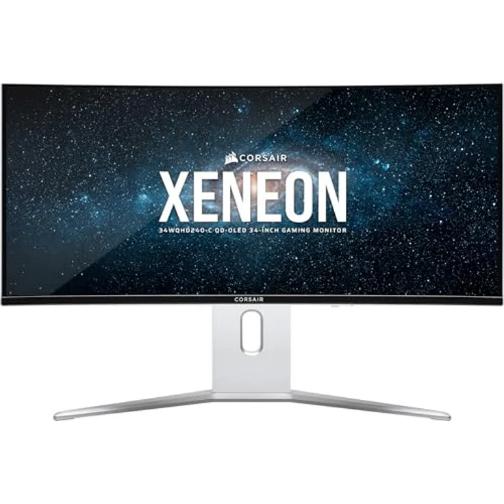 Corsair XENEON 34WQHD240-C 34 Zoll QD-OLED Gekrümmter Gaming-Monitor – 3440 x 1440, 240Hz, 0,03ms GtG, G-SYNC, FreeSync Premium, True Black HDR400, Weiß – Bild 1