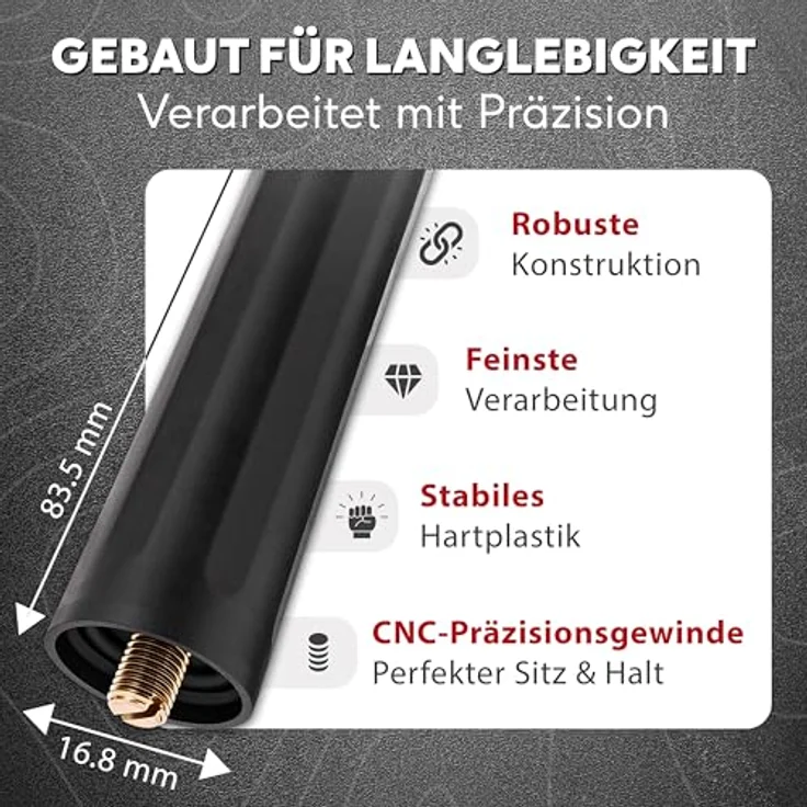 ACV Antennenstab AM/FM 8.5cm M5/M6 151000-02, Kurzstabantenne mit gutem Empfang, Made in Germany – Bild 3