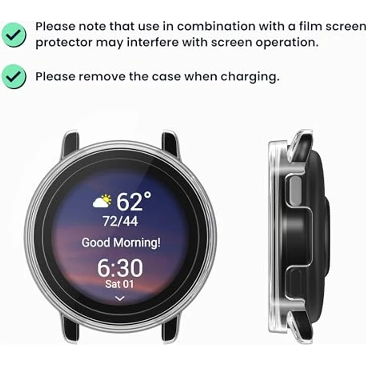 kwmobile 2X Glas Hülle für Garmin vivoactive 5 / Active 5, Fullbody Schutzhülle aus transparentem Glas mit robustem Kunststoffrahmen, kompletten Rundumschutz für Fitness Tracker – Bild 5