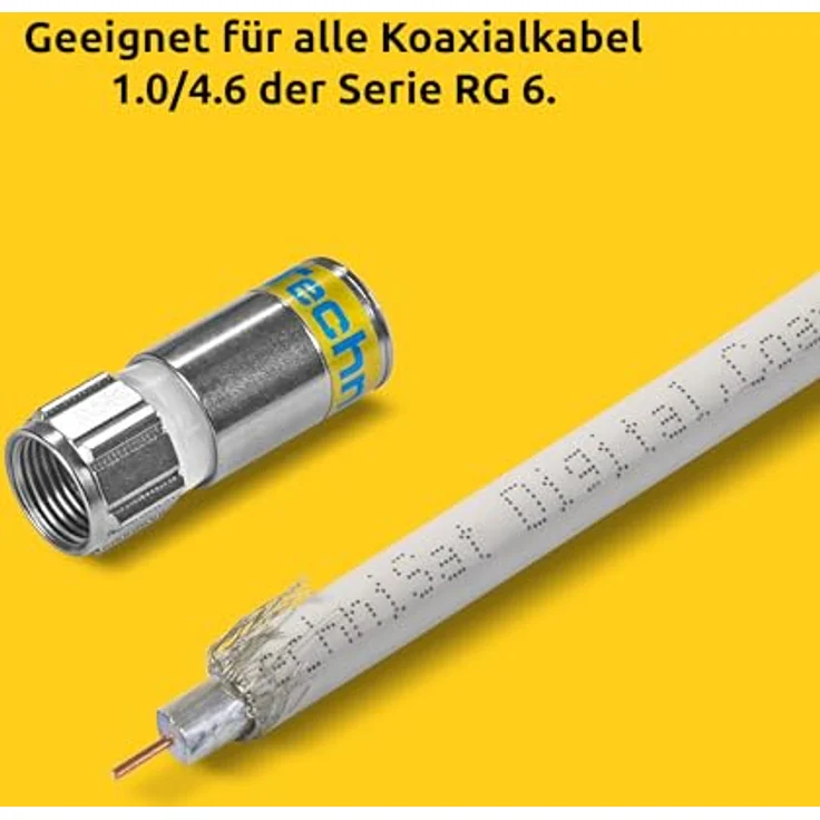 TechniSat F-Kompressionsstecker 4.9, 100 Stück, wasserdicht & witterungsbeständig für Koaxial- und Antennenkabel, Schirmungsmaß ≥ 120 dB – Bild 3