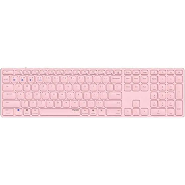 Rapoo E9800M kabellose Tastatur Wireless Keyboard wiederaufladbarer Akku flaches Aluminium Design DE-Layout QWERTZ PC & Mac - pink