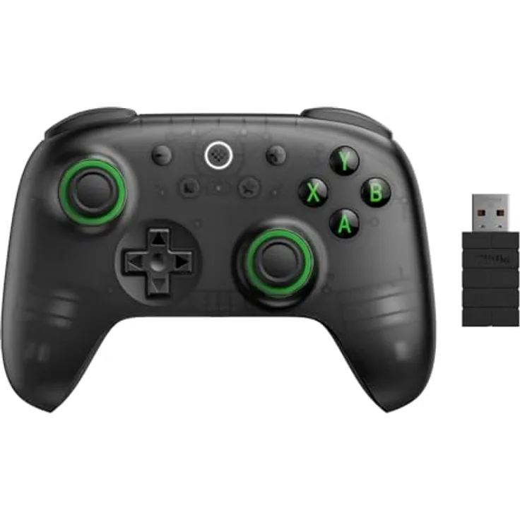 8BITDO Ultimate 2C Wireless T Gaming Controller, Transparent schwarz, Bluetooth, anpassbare Schnellauslöser, Hall-Effekt-Joysticks, Vibrationsfeedback für Nintendo Switch 2