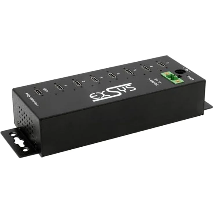 EXSYS EX-1537HMVS, Managed 7-Port USB-C 3.2 Gen 1 Metall HUB mit 15KV ESD Überspannungsschutz und 52.5 W Gesamtleistung – Bild 1