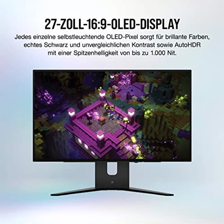 Corsair XENEON 27QHD240 27-Zoll-OLED-Gaming-Monitor - 2560 x 1440, 240Hz, 0,03ms, NVIDIA G-SYNC-Kompatibel, AMD FreeSync™ Premium, DisplayHDR10, HDMI 2.1, DisplayPort 1.4, USB-C 3.1 - Schwarz – Bild 3
