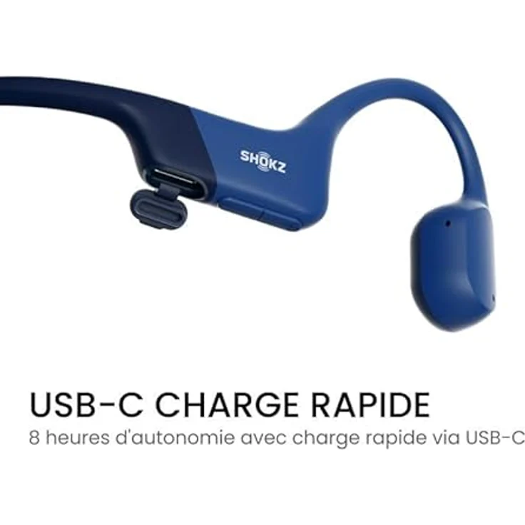 SHOKZ OpenRun Blue USB-C Kopfhörer, Schnellladefunktion, IP67 Wasserdicht, 8-stündige Akkulaufzeit, 26g – Bild 5