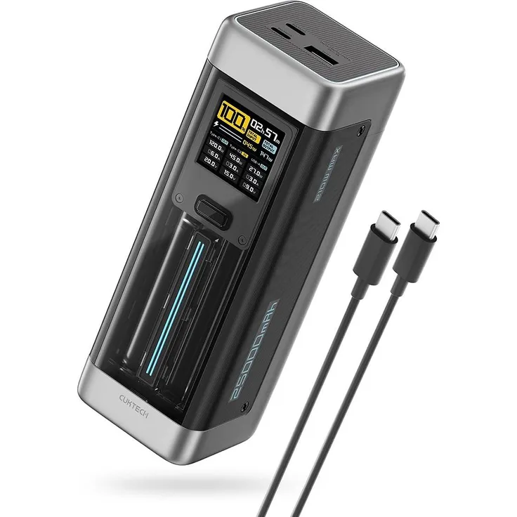 Cuktech CUK00P23GLBK Powerbank 210W 25000mAh mit 2 x USB-C und 1 x USB-A, Schwarz