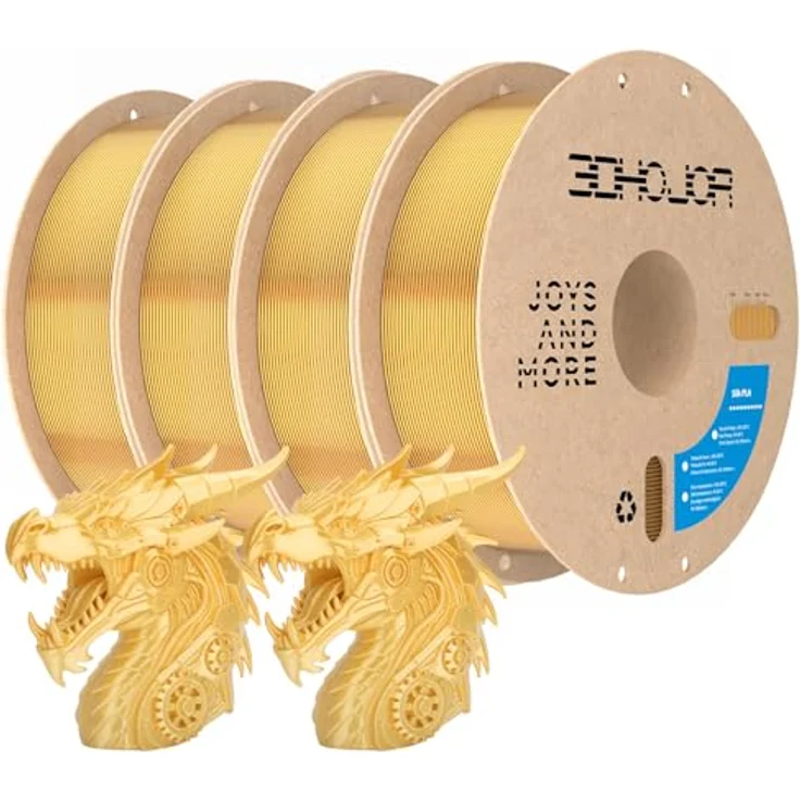3DHoJor Silk PLA Filament 1.75mm 4KG, Seidig Metallisch Gold, hoher Glanz und glatte Oberfläche – Bild 1