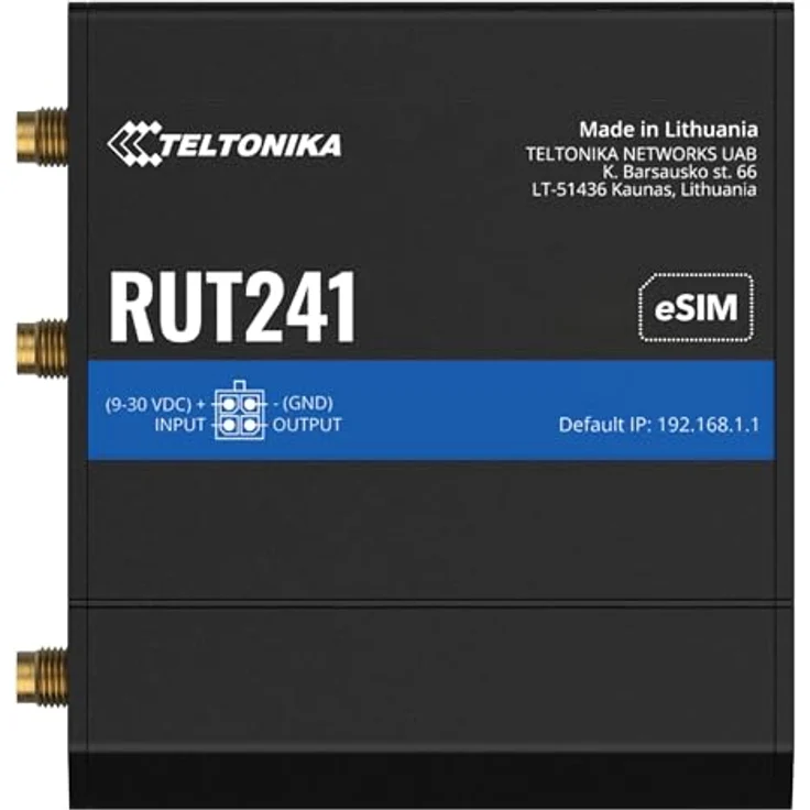 Teltonika RUT241 eSIM, mobiler Router mit 4G/LTE Unterstützung und sicherer Datenübertragung, Schwarz – Bild 2