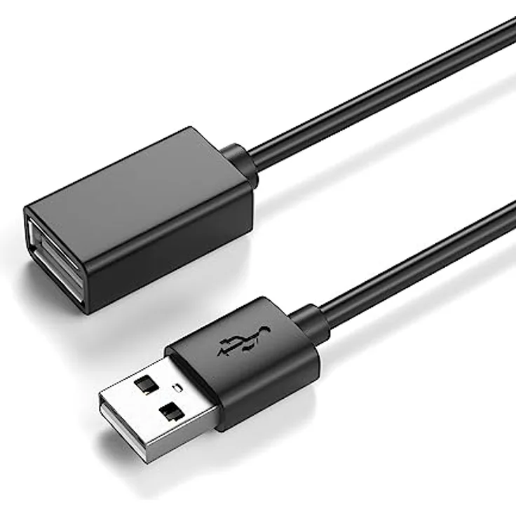 JAMEGA - 0,5m USB 2.0 Verlängerung USB Verlängerungskabel | USB-A Buchse auf A Stecker, 480 Mbit/s Übertragungsgeschwindigkeit, Schwarz