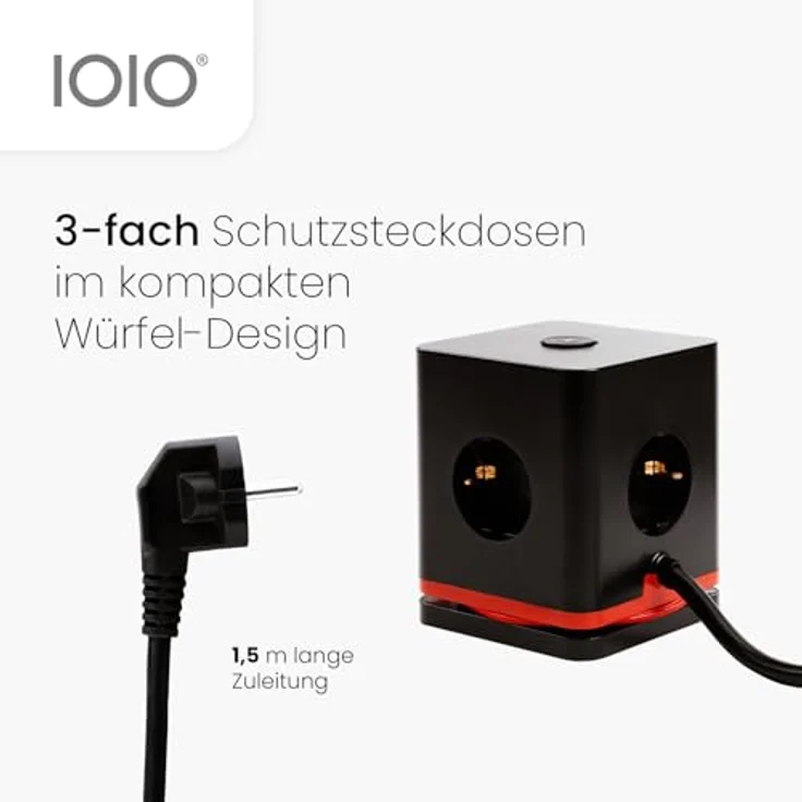 Olympia IOIO Steckdosenwürfel SW 1000 schwarz | 3-fach Schutzkontaktsteckdose mit 2x USB-A & 1x USB-C Slot | Büro & Office Mehrfachstecker | Ein-/Aus-Schalter | Aufrollbares USB-C Kabel | 16A/230V – Bild 5