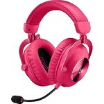 Logitech G PRO X 2 LIGHTSPEED Wireless Gaming Headset, abnehmbares Boom-Mic, 50-mm-Graphen-Treiber, DTS:X-Kopfhörer 2.0–7.1 Surround, Bluetooth/USB/3,5 mm Aux, PC, PS5, PS4, Nintendo Switch - Magenta