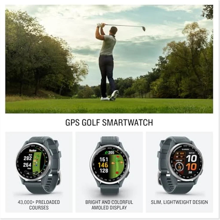 Garmin Approach S44, GPS Golf-Smartwatch mit 1,2" AMOLED Touchscreen, 4 GB Speicher, 42 g – Bild 2