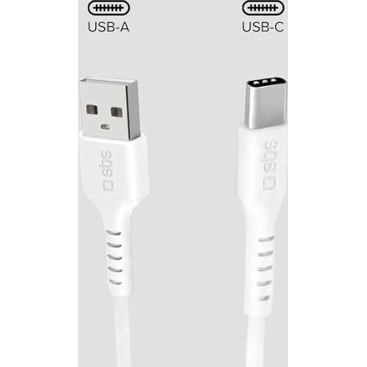 SBS USB-A auf USB-C Daten- und Ladekabel, 1m, schnelle Datenübertragung bis 480 MBit/s, weiß – Bild 2