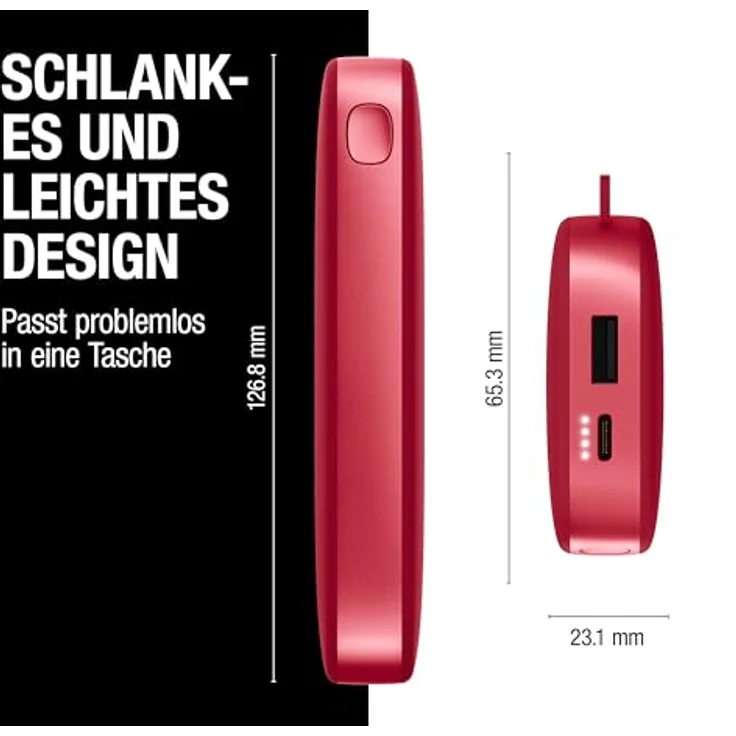 Fresh 'n Rebel Powerbank 12000mAh, tragbarer externer Akku mit USB-C, Fast Charge 20W, 6 Sicherheitsmerkmale, für iPhone und Android, Berry Red – Bild 5