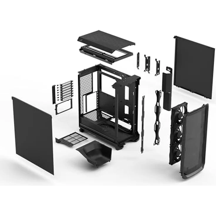 Fractal Design Meshify 3 Solid Midi-Tower PC-Gehäuse für E-ATX Motherboards, schwarz, mit 3 vorinstallierten 140-mm-Lüftern und Stahl-Seitenteil – Bild 11