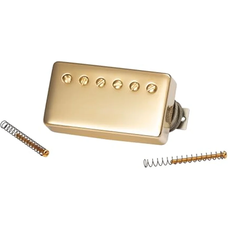 Gibson Custombucker Gold Set, Humbucker Tonabnehmer für E-Gitarre, PAF Konstruktion, Hals- und Stegposition, Vintage Output 8K, Alnico 3 Magnet, goldene Kappen, ungewachst, Made in USA – Bild 2