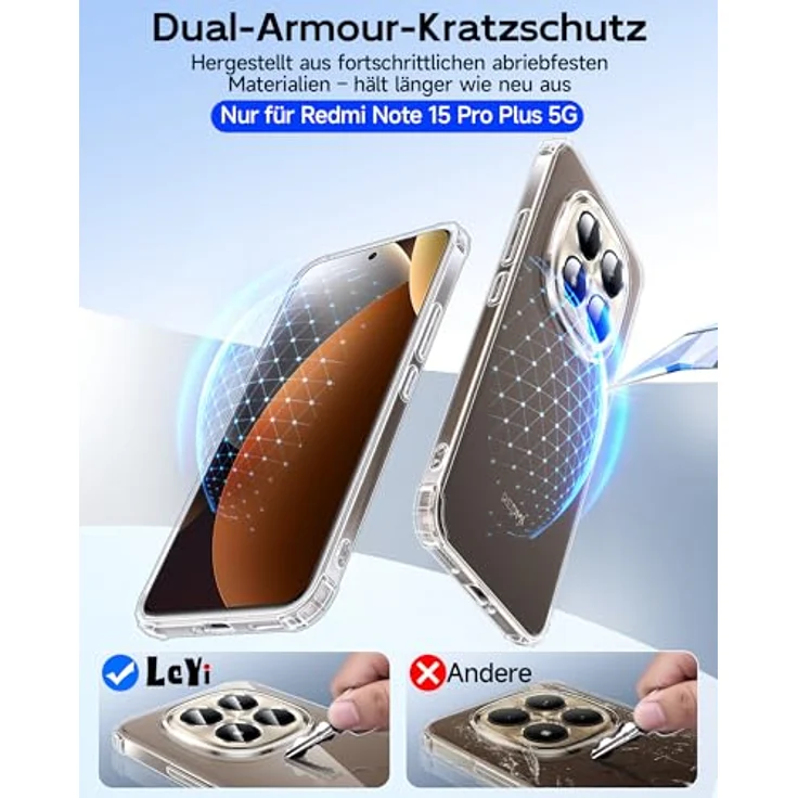 LeYi Hülle für Xiaomi Redmi Note 15 Pro+ 5G, Transparente TPU Schutzhülle mit 2 Schutzfolien, Stoßfest und Kameraschutz, Crystal Clear Case – Bild 5