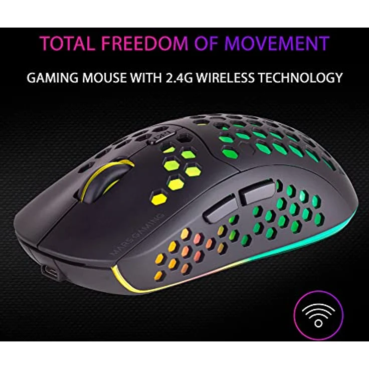 MARSGAMING Mars Gaming MMW3, Kabellose Gaming Maus, RGB Flow, Ultraleicht 79g, 3200DPI, Schwarz – Bild 3
