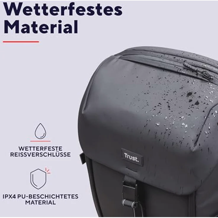 TRUST Jersey Rucksack, wasserdicht für Notebooks bis 17", 25 L Volumen, schwarz – Bild 5