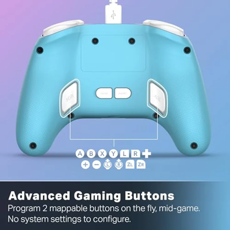 PowerA NSW2 Controller Advantage, kabelgebundener Gaming Controller im Mushroom Kingdom Design, Mehrfarbig, 3 m USB-Kabel, 2 programmierbare Tasten, 3,5-mm-Stereo-Klinke – Bild 4