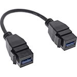 InLine® USB 3.2 Gen1 2x Keystone Adapterkabel, 2x USB A Buchse, 0,2m, schwarz, bis 5 Gb/s