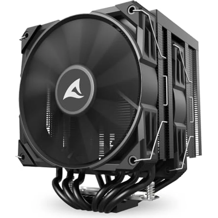 Sharkoon A60 Black Air Cooler, 156 mm CPU Kühler mit 260 W TDP, zwei 120 mm Lüftern, variabler Lüftergeschwindigkeit von 500 bis 1800 RPM, Schwarz – Bild 4