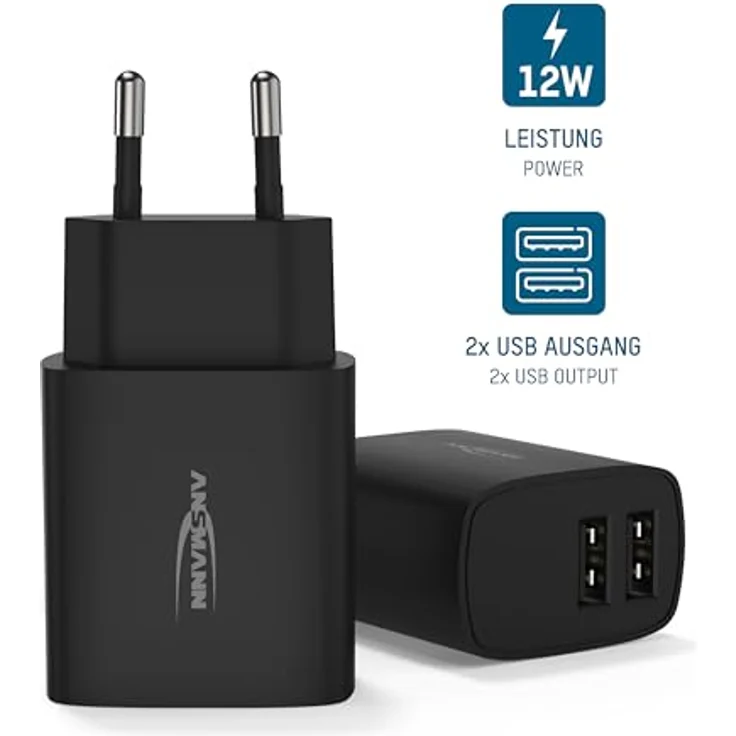 Ansmann USB-Ladegerät Home Charger HC212 schwarz, 2 USB-Ports – Bild 2