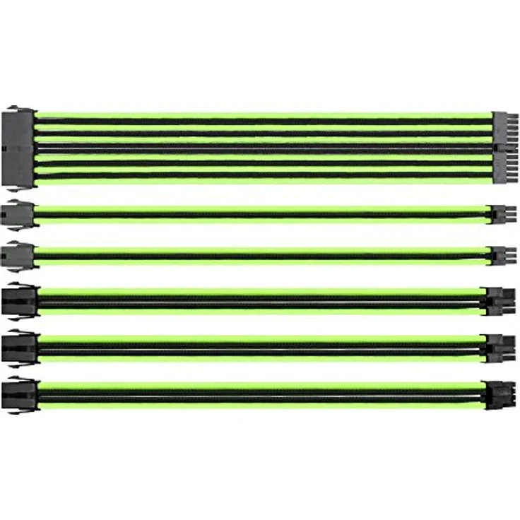 Thermaltake TtMod Sleeved Cable (Kabelverlängerung für Netzteile mit Extra-Sleeves) schwarz-grün – Bild 2