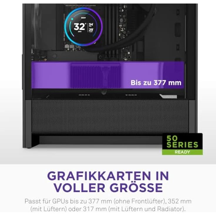 NZXT H3 Flow, Micro-ATX PC-Gehäuse mit hohem Luftstrom und umfangreicher Kühlungsunterstützung, schwarz – Bild 4