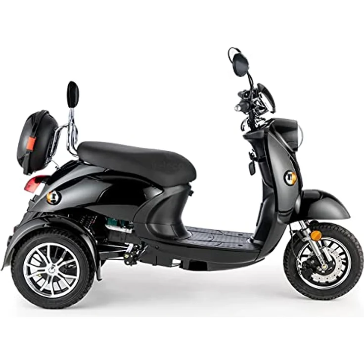 VELECO Zt 63 Retro Dreirad Seniorenmobil Schwarz mit Straßenzulassung, Vollfederung und LED-Beleuchtung, große Reichweite (40-60 km) – Bild 3