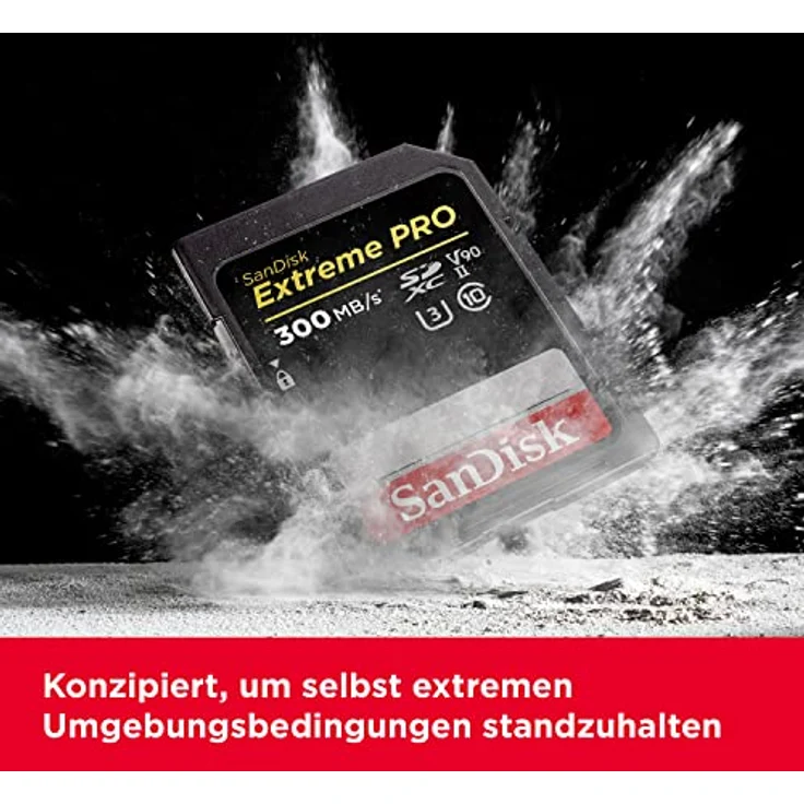 SanDisk Extreme PRO SDHC UHS-II Speicherkarte V90 512 GB (300 MB/s, 8K-, 4K- und Full-HD-Videoaufnahmen, RescuePRO Deluxe, stoßsicher, temperaturbeständig, wasserdicht und röntgensicher) – Bild 5