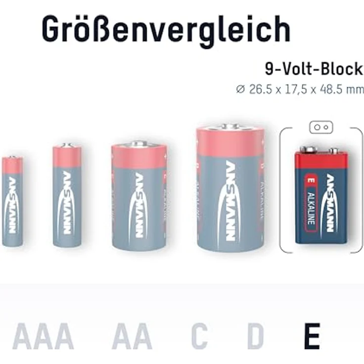 ANSMANN Red Alkaline Batterie 9V E-Block 6LR61 Longlife Alkalibatterie (2er Shrink) – Bild 2